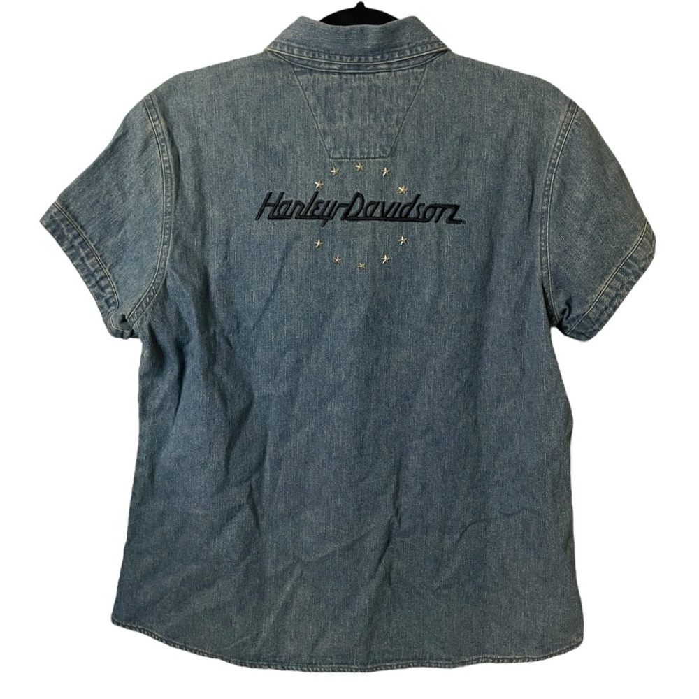 Vintage Harley Davidson Ladies Denim Embroidered embroidered Studs Sz M